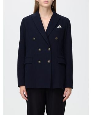 Circolo 1901 Double-Breasted Cotton Blazer With Metallic Buttons - Blue
