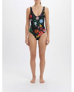 Gucci Floral Print One Piece Swimsuit - Black