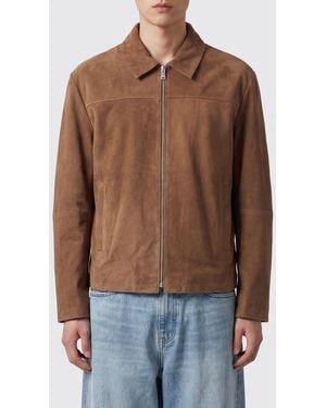 Arma Suede Goat Leather Shirt Jacket With Welt Pockets - Brown