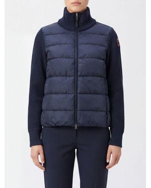 Parajumpers Short Nylon And Wool Down Jacket With Turtleneck Collar And Logo - Blue