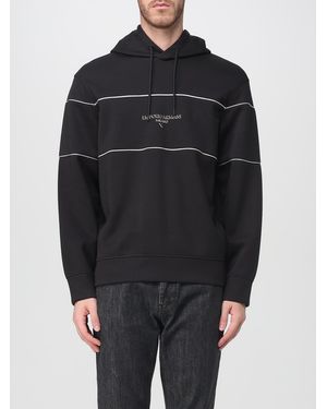 Emporio Armani Striped Cotton Hoodie - Black