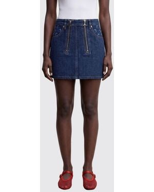 Marine Serre Mini Denim Skirt With Monogram Print - Blue