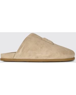 Givenchy Calfskin Mules With Lettering Logo And Round Toe - Natural