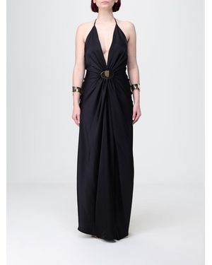 SIMONA CORSELLINI Satin Long Dress - Black