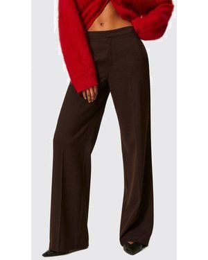 Twinset High-Waisted Wide-Leg Gabardine Pants With Welt Pockets - Red
