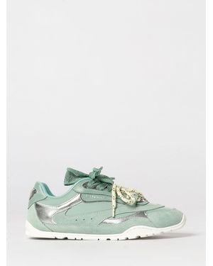 Pinko Yulia Leather And Nylon Trainers - Green