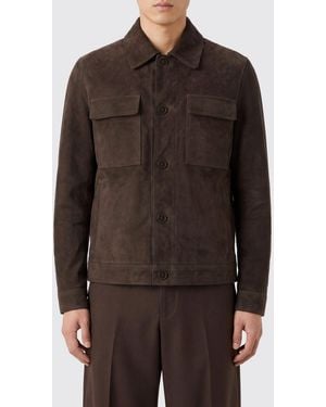 Salvatore Santoro Suede Shirt Jacket With Patch Pockets - Brown