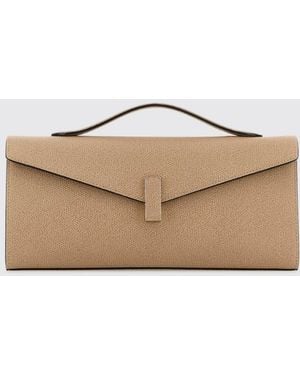 Valextra Iside Clutch Aus Genarbtem Leder - Natur