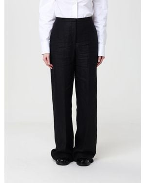 Agnona Linen And Cotton Blend Palazzo Pants - Black