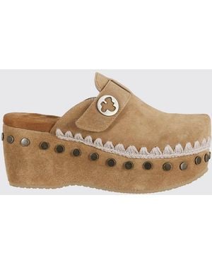 Mou Plain Suede Clogs With Studs - White