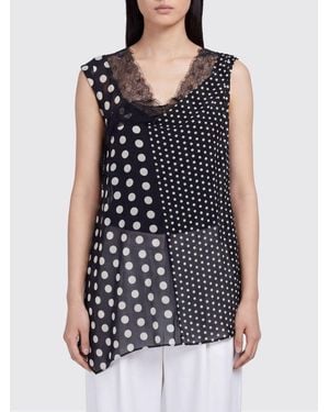 Junya Watanabe Asymmetrisches Polyester-Top Mit Punkten Und Spitzeneinsätzen Von - Blau