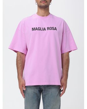 MSGM T-Shirt Relaxed Fit En Coton Avec Imprimé Slogan Et Épaules Tombantes - Rose