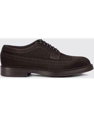 Doucal's Suede Derby Shoes With Swallow-Tail Brogue Detailing - White