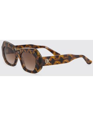 Emmanuelle Khanh Dixie Rectangular Tortoiseshell Acetate Sunglasses - Brown