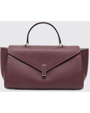 Valextra Iside Grained Calf Leather Top Handle Bag With Shoulder Strap - Purple