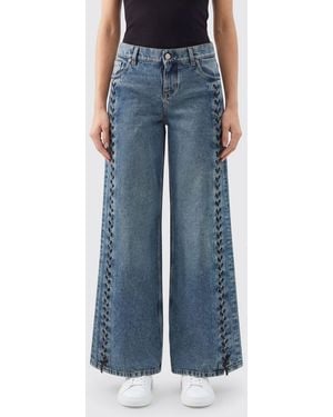 Stella McCartney Vaqueros Wide-Leg De Denim De Algodón Con Cintas Trenzadas - Azul