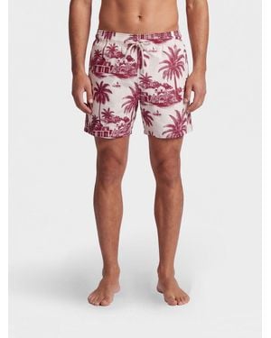 MC2 Saint Barth Striped Swimsuit With Logo - Red