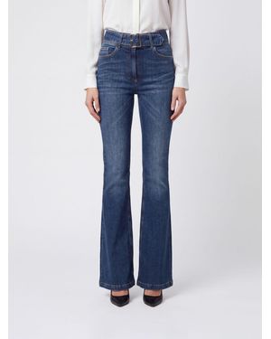 Elisabetta Franchi High-Waisted Skinny Flare Jeans - Blue