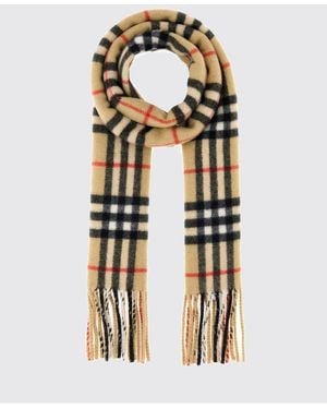 Burberry Vintage Check 100% Cashmere Scarf With Fringed Hem - Metallic