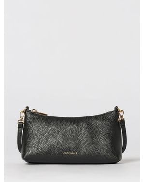 Coccinelle Aura Hammered Leather Bag - Grey