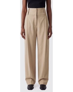 Sportmax High-Waisted Tailored Virgin Wool Palazzo Pants - Natural