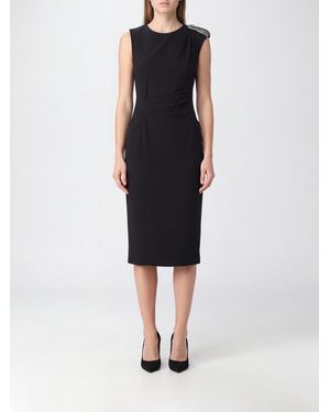 Pinko Sleeveless Crêpe Midi Sheath Dress With Rhinestones - Black