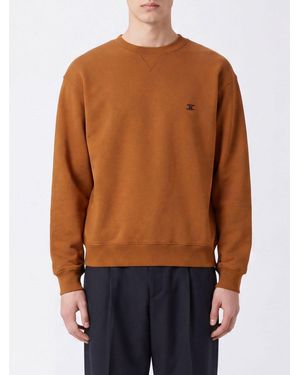 Celine Triomphe Logo Contrast-Embroidered Cotton Crewneck Sweatshirt - Orange