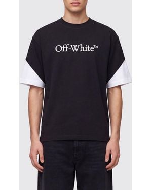 Off-White c/o Virgil Abloh Cotton T-Shirt With Contrast Logo And Dropped Shoulders - Black