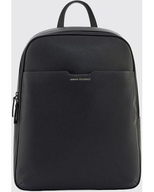 ARMANI EXCHANGE Grained Faux Leather Backpack - Black
