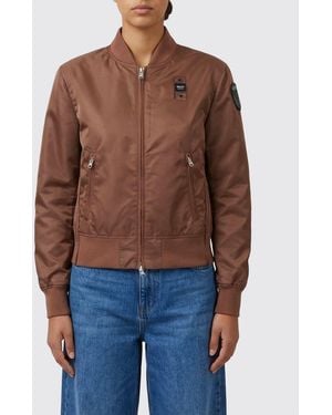 Blauer Nylon Bomber Jacket - Blue