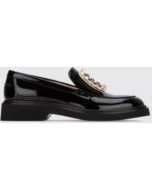Roger Vivier Viv' Rangers Patent Leather Loafers With Jewelled Buckle - White