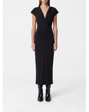 Isabel Marant Draped V-Neck Viscose Midi Sheath Dress - Blue