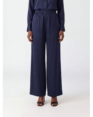 Max Mara Volontà High-Waisted Silk Palazzo Pants With Elastic Waist - Blue