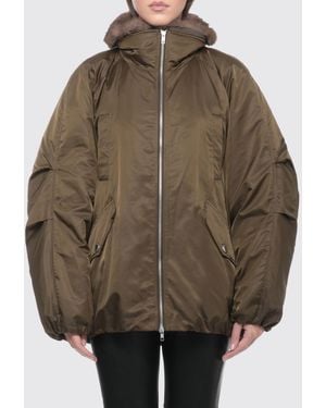 Stand Studio Oversized Padded Nylon Bomber Jacket With Funnel Neck - Brown