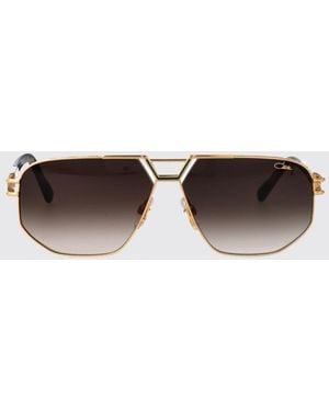 Cazal Aviator Sunglasses With Double Metal Bridge And Gradient Lenses - White