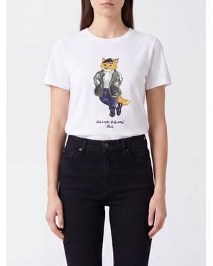 Maison Kitsuné Maison KitsunÉ Chillax Fox Logo Print Slim Fit Cotton T-Shirt - White