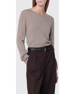 Almada Label Pull À Col Rond En Pur Cachemire Avec Bords Côtelés - Gris