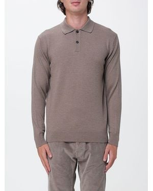 Diana Studio Long-Sleeved Knit Cotton Polo With Ribbed Collar - Grey