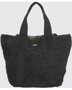 Barbour Lily Straw Handbag - Black