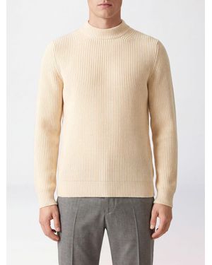 Zanone Ribbed Virgin Wool Crewneck Sweater - Natural