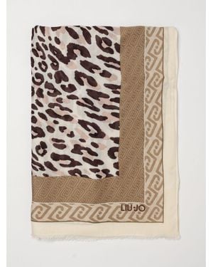 Liu Jo Pañuelo De Viscosa Con Estampado Animal Y Monograma - Neutro