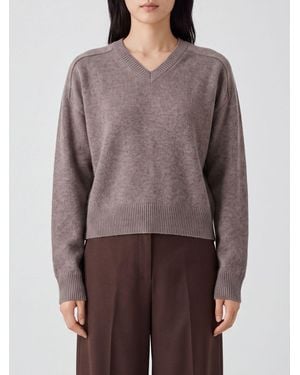 Loulou de Saison Locker Geschnittener Pullover Von Aus Reinem Kaschmir Mit V-Ausschnitt - Braun