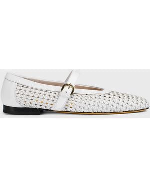 Doucal's Woven Nappa Leather Ballerinas - White