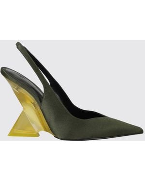 The Attico Cheope Satin Slingback Pumps With A High Sculptural Wedge - White