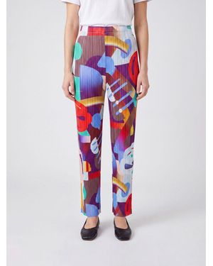 Pleats Please Issey Miyake Pantalones Mujer - Rojo
