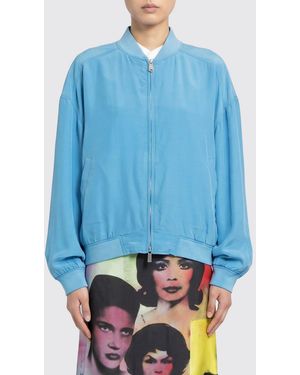 Versace Silk Poplin Bomber Jacket - Blue