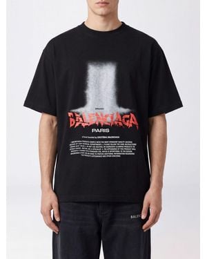 Balenciaga Relaxed Fit Cotton T-Shirt With Contrast Logo - Black