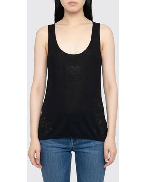 Zadig & Voltaire Zadig &Amp Voltaire Cashmere Tank Top With Rhinestones - Black