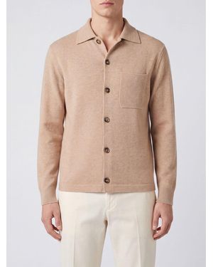 Canali Wool, Cotton And Cashmere Blend Long-Sleeve Polo Shirt - Natural