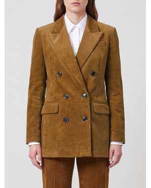 Isabel Marant Double-Breasted Velvet Blazer With Peak Lapels - Brown